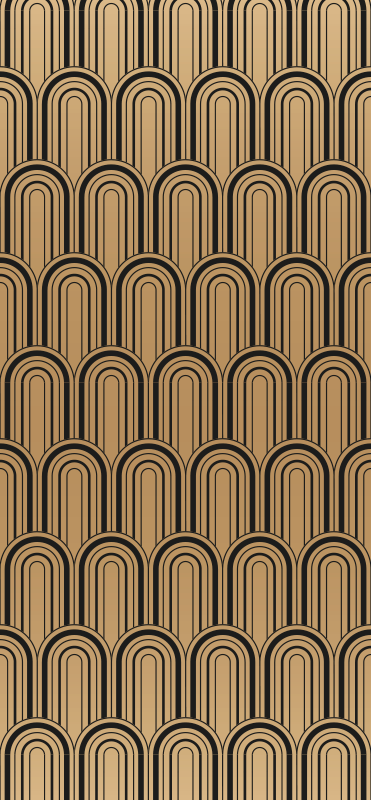 Alfombra vinílica vintage patrón decorativo arco dorado - TenVinilo