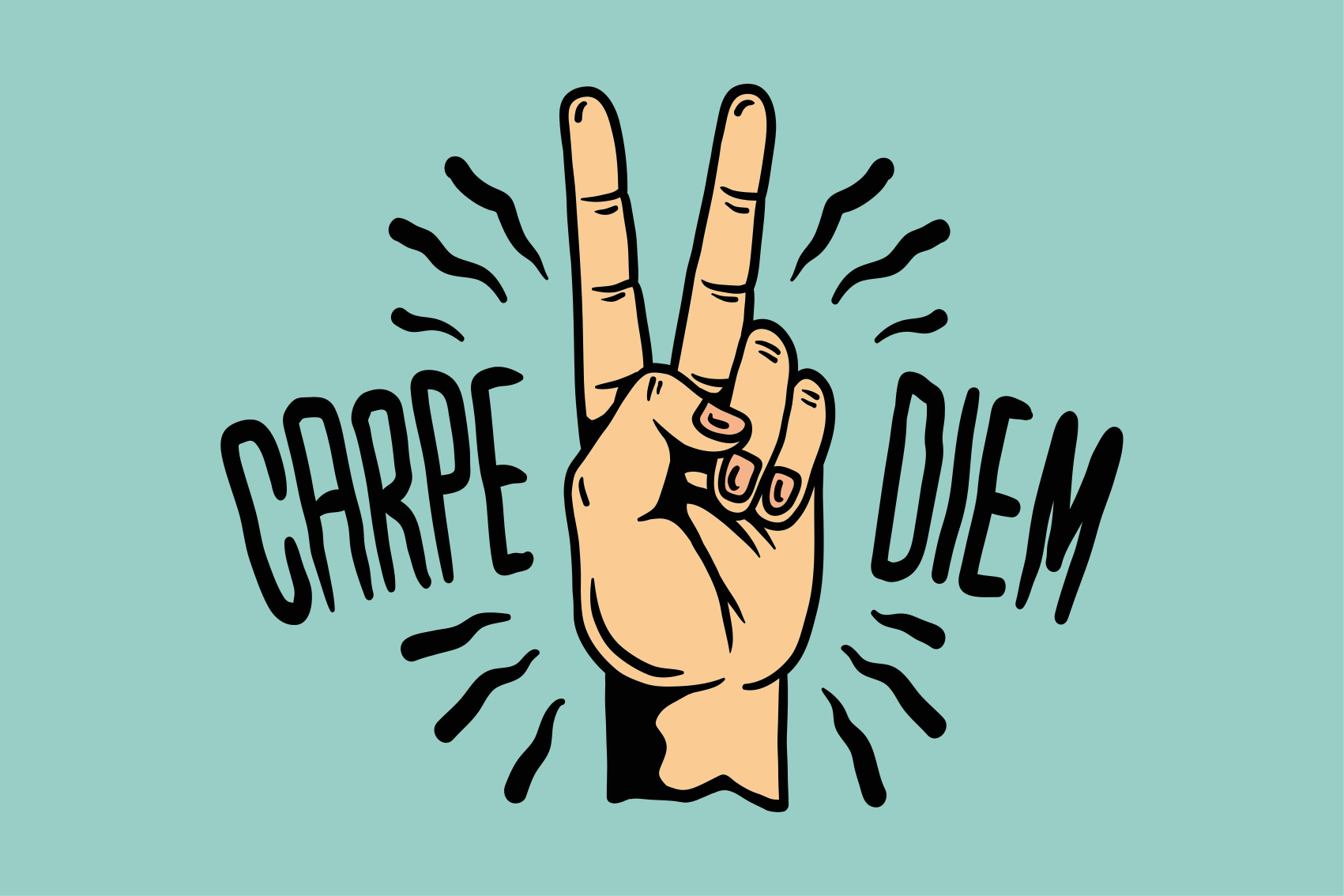 Alfombra vinílica frase carpe diem mano de paz - TenVinilo