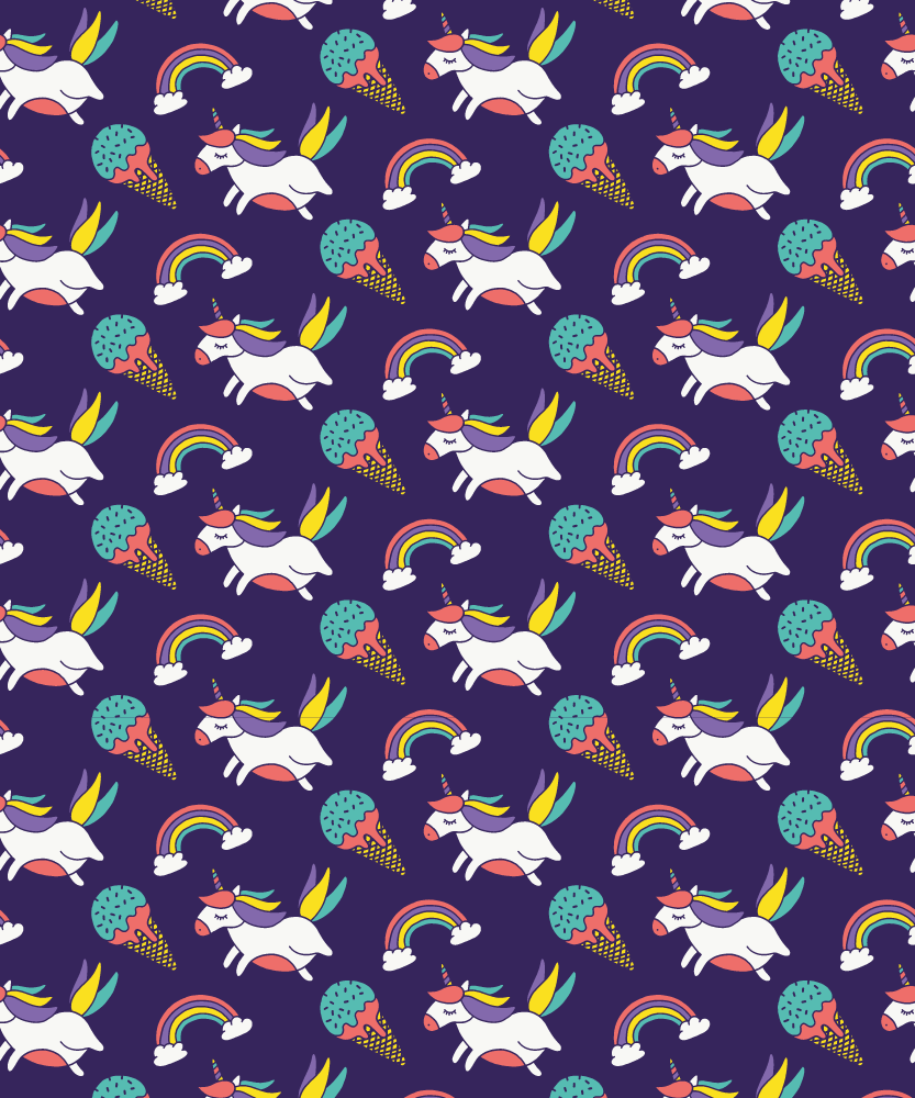 Alfombra vinílica lila con diseño de unicornios - TenVinilo