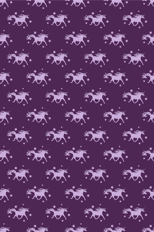 Alfombra vinílica lila unicornios simples con estrellas - TenVinilo