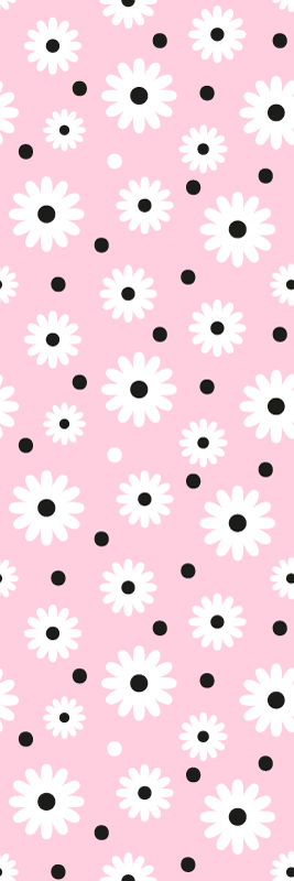 Alfombra vinílica rosa con patrón de flores puntos negros - TenVinilo