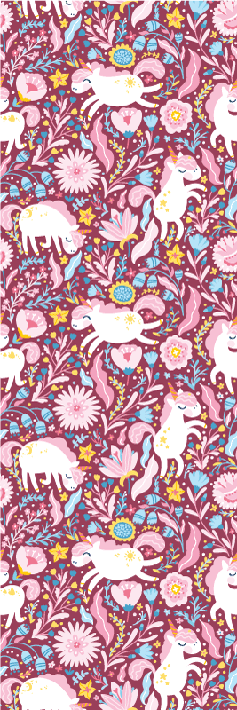 Alfombra vinílica rosa con diseño de unicornios - TenVinilo