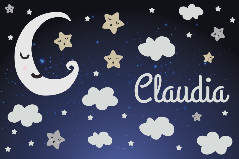 Alfombra vinilica bebé luna con nombre - TenVinilo