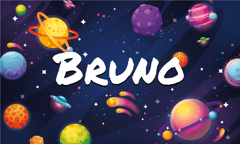 Alfombra vinílica infantil espacio con nombre - TenVinilo