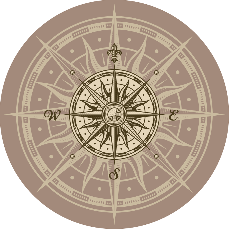 Alfombra vinílica mapamundi diseño de navegación con brújula - TenVinilo