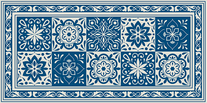 Alfombra vinilo cocina azulejos Classic Blue - TenVinilo