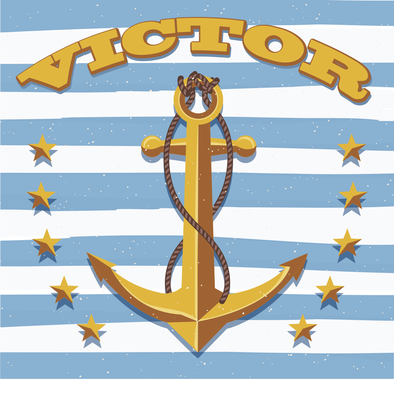 Alfombra vinílica infantil con ancla y nombre - TenVinilo