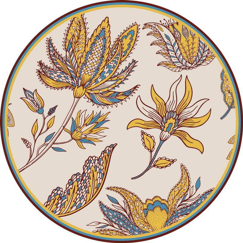 Alfombra vinílica flores elegancia floral adornada - TenVinilo