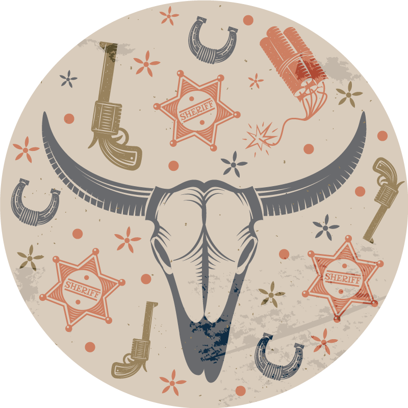 Alfombra vinílica infantil beige patrón vaquero - TenVinilo