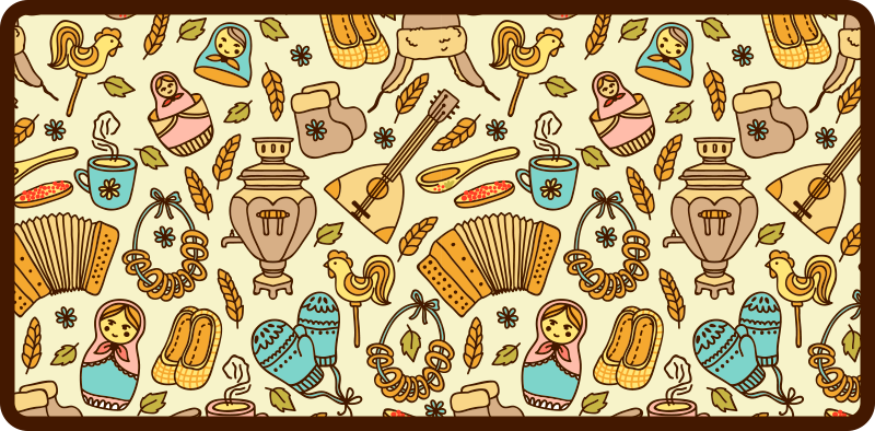 Alfombra vinílica vintage elementos rusos - TenVinilo