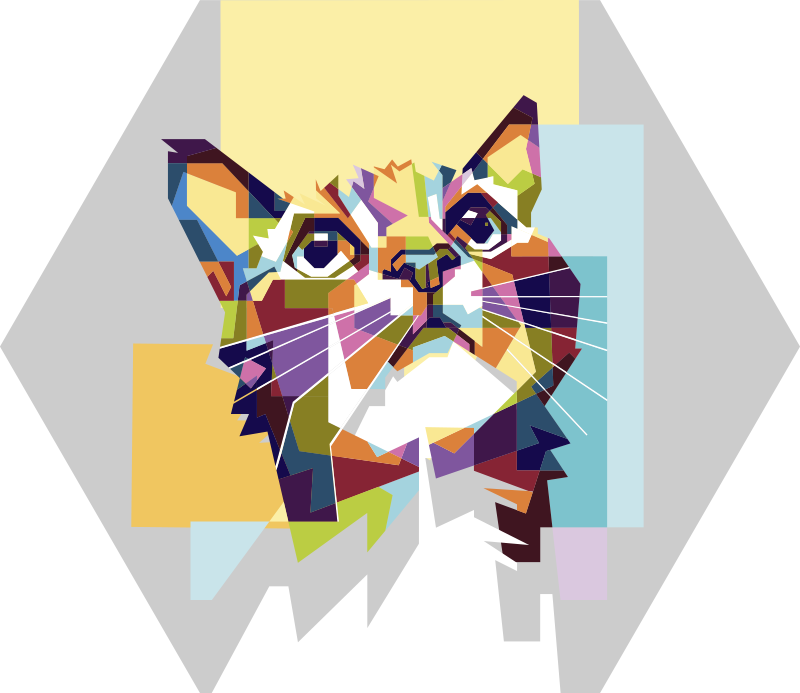 Alfombra vinílica geométrica gato geométrico - TenVinilo