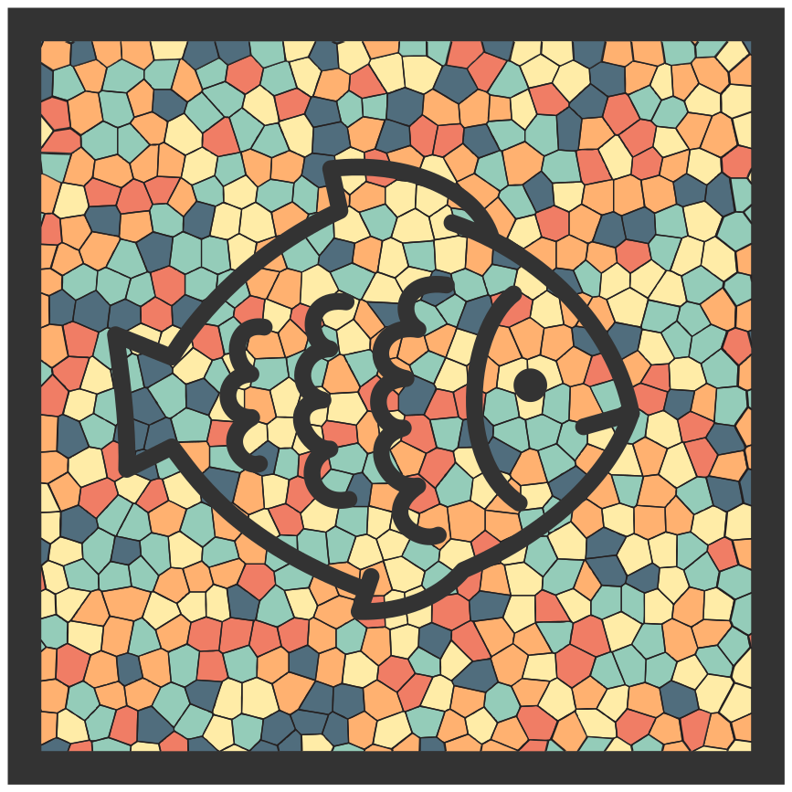 Alfombra vinilo mosaico colorido con pez - TenVinilo