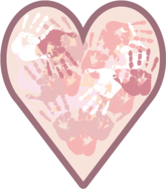 Alfombra vinilo infantil corazón con manos - TenVinilo