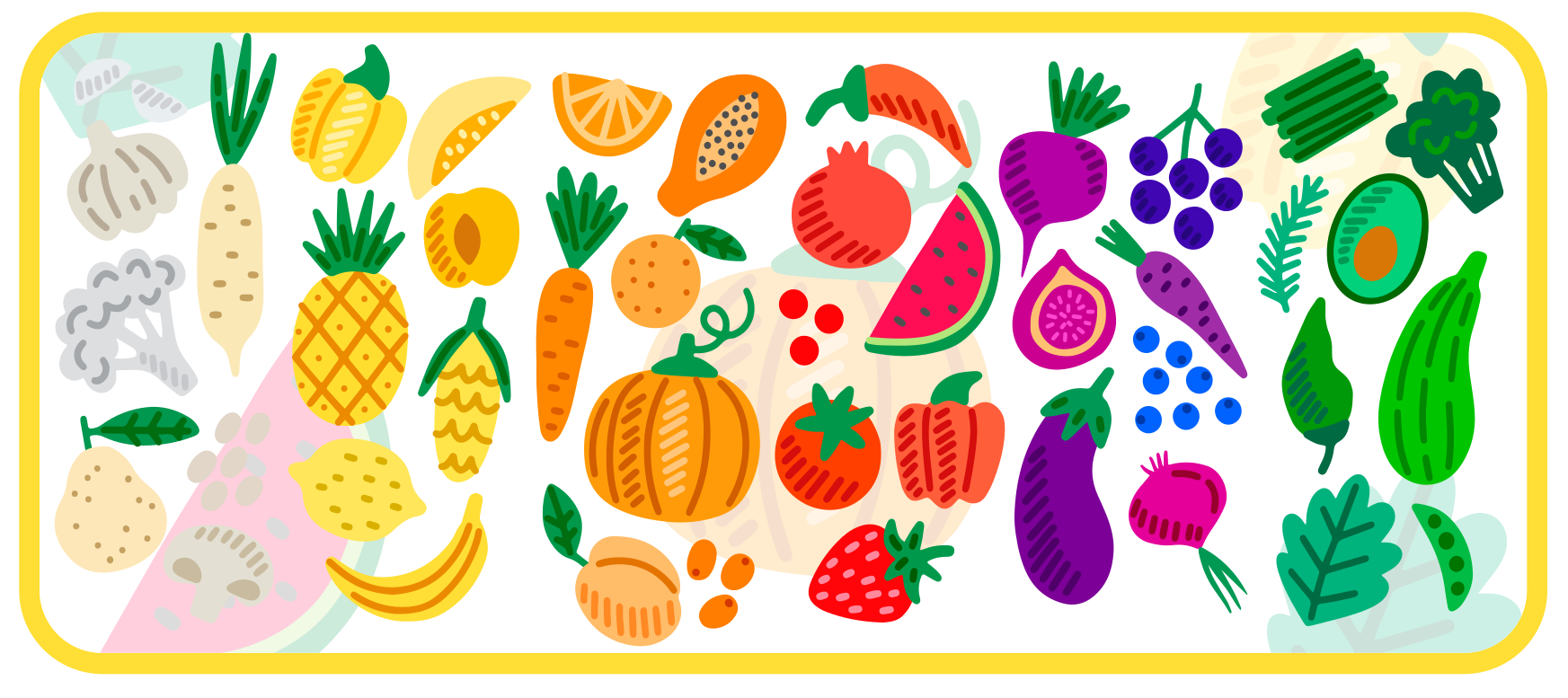 Alfombra vinílica flores patrón de frutas coloridas - TenVinilo