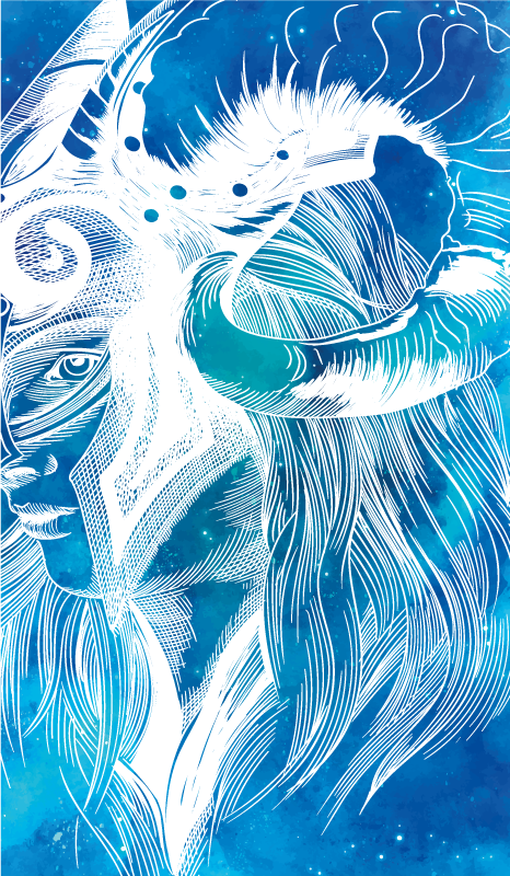 Alfombra vinílica animales ilustración caprina mítica - TenVinilo