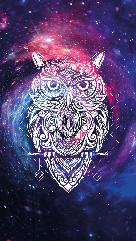 Alfombra vinílica animales ilustración de búho cósmico - TenVinilo