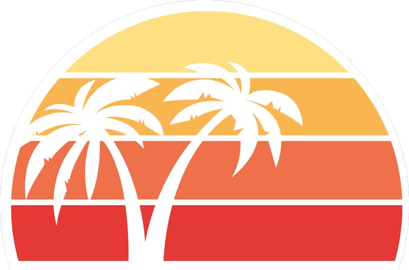 Alfombra vinílica naturaleza diseño de palmeras al atardecer - TenVinilo