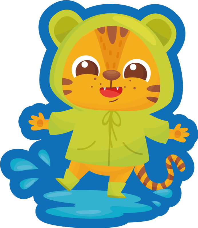 Alfombra vinílica infantil tigre de dibujos animados - TenVinilo