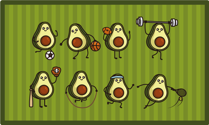 Alfombra vinílica infantil personajes de aguacate - TenVinilo