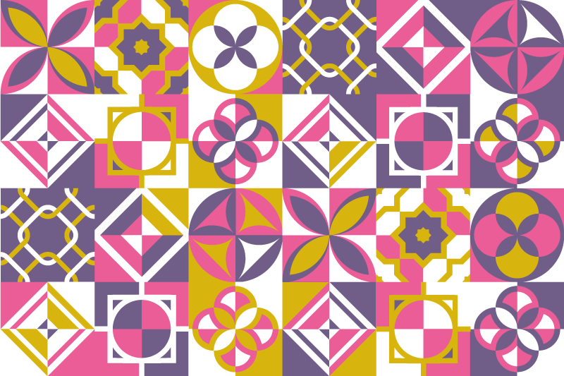 Alfombra vinílica geométrica geometría abstracta colorida - TenVinilo
