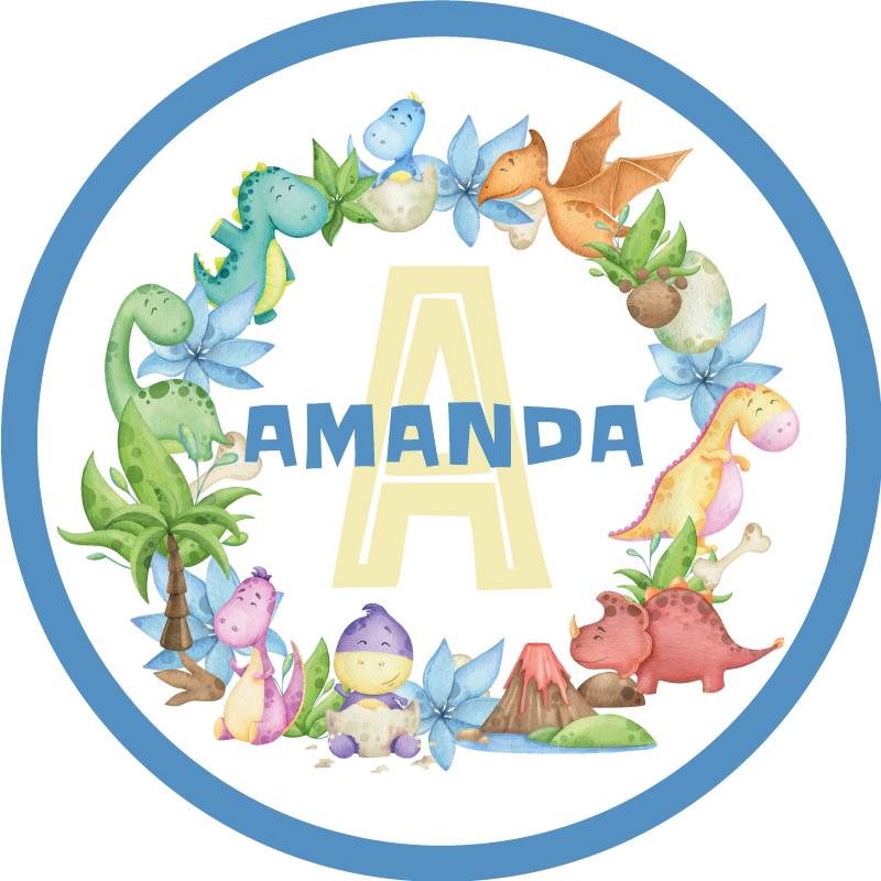 Alfombra vinílica personalizable circulo de dinosaurios - TenVinilo