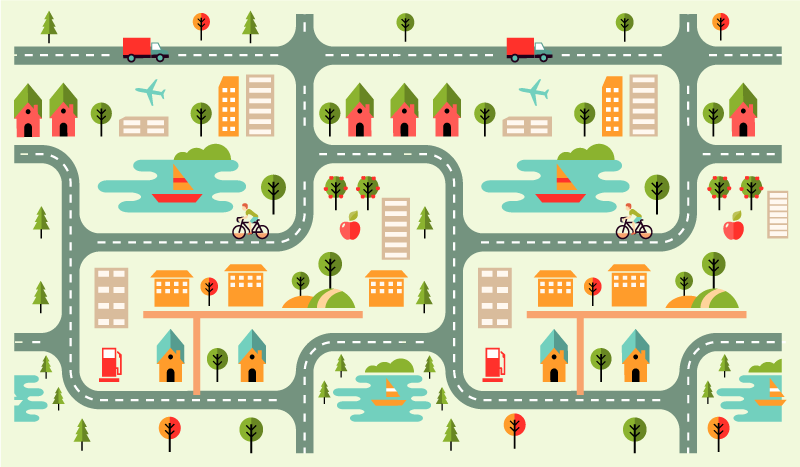 Alfombra vinílica infantil caminos de ciudad - TenVinilo