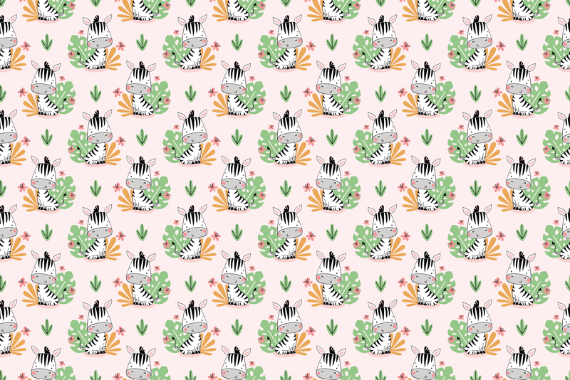 Alfombra vinílica infantil patrón de la selva de cebra - TenVinilo