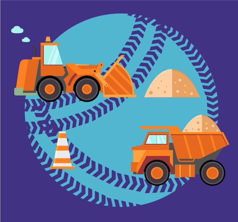 Alfombra vinílica camión azul cargando - TenVinilo