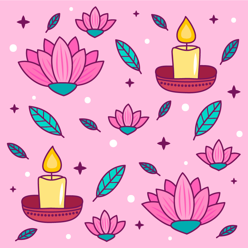 Alfombra vinílica flores ambiente de flor de loto - TenVinilo