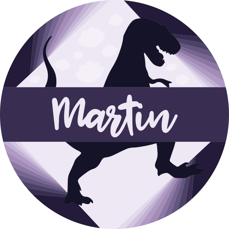 Alfombra vinílica con nombre dinosaurio T-Rex - TenVinilo