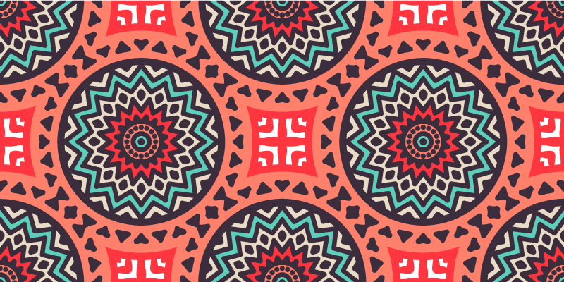 Alfombra vinílica mandala patrón de medallón geométrico - TenVinilo