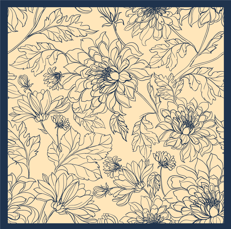 Alfombra vinílica salón elegante contorno floral - TenVinilo