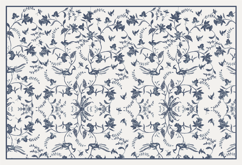 Alfombra vinílica flores flor azul - TenVinilo