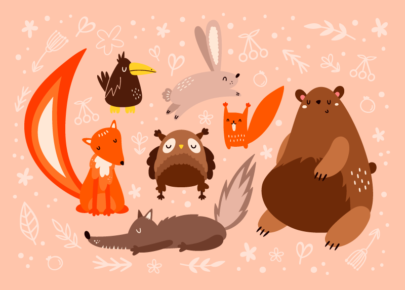 Alfombra vinílica bebé adorables compañeros animales - TenVinilo