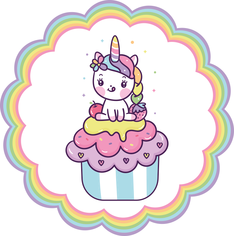 Alfombra vinilo infantil Unicornio gran cupcake - TenVinilo