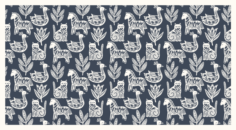 Alfombra vinílica animales ilustraciones encantadoras - TenVinilo