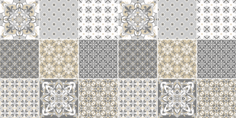 Alfombra vinílica cocina azulejos grises marroquíes - TenVinilo