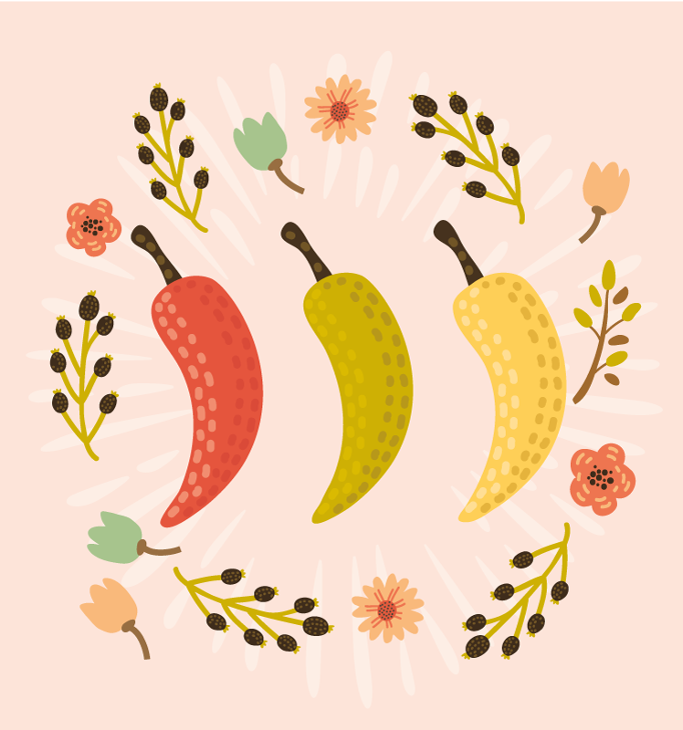 Alfombra vinílica cocina chiles de colores - TenVinilo