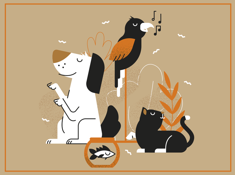 Alfombra vinílica animales ilustración de mascota beige - TenVinilo