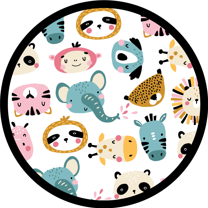 Alfombra vinílica infantil animales de safari coloridos - TenVinilo