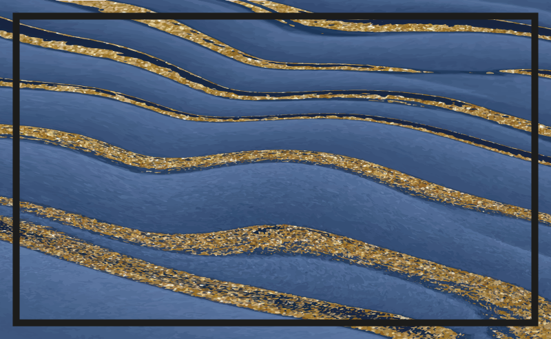 Alfombra vinílica imitación mármol olas azules y doradas - TenVinilo