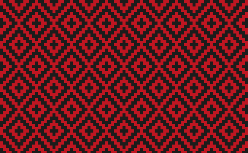 Alfombra vinilo comedor geometría con patrón rojo - TenVinilo