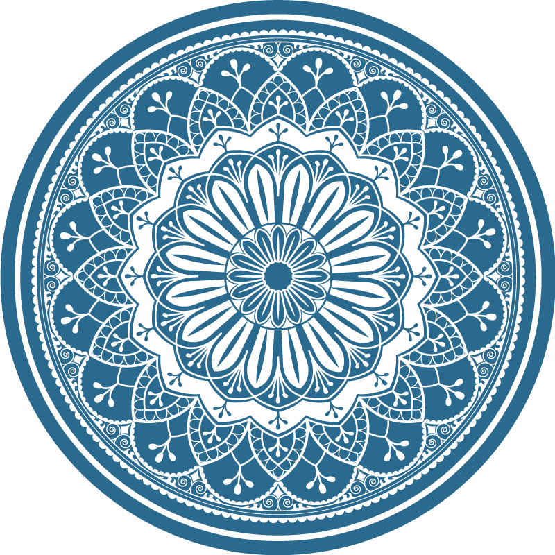 Alfombra vinílica mandala azul elegante - TenVinilo