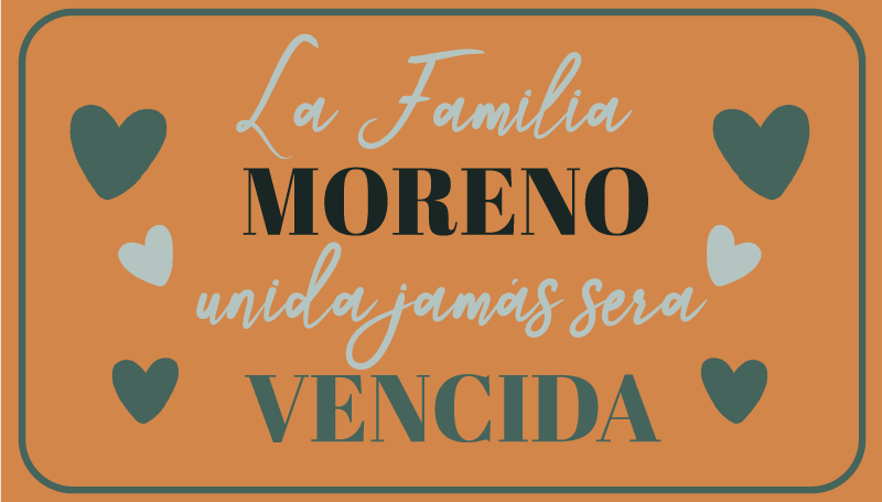 Alfombra vinílica con nombre Familia unida nunca será derrotada - TenVinilo
