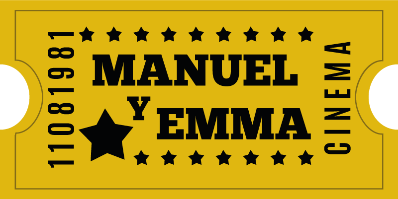 Alfombra vinílica personalizable entrada de cine para pareja - TenVinilo