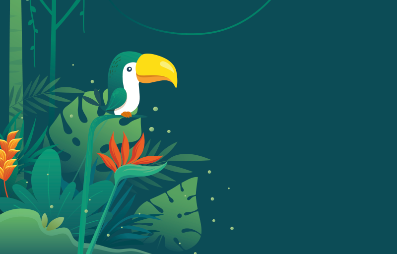 Alfombra vinílica naturaleza escena de tucán tropical - TenVinilo