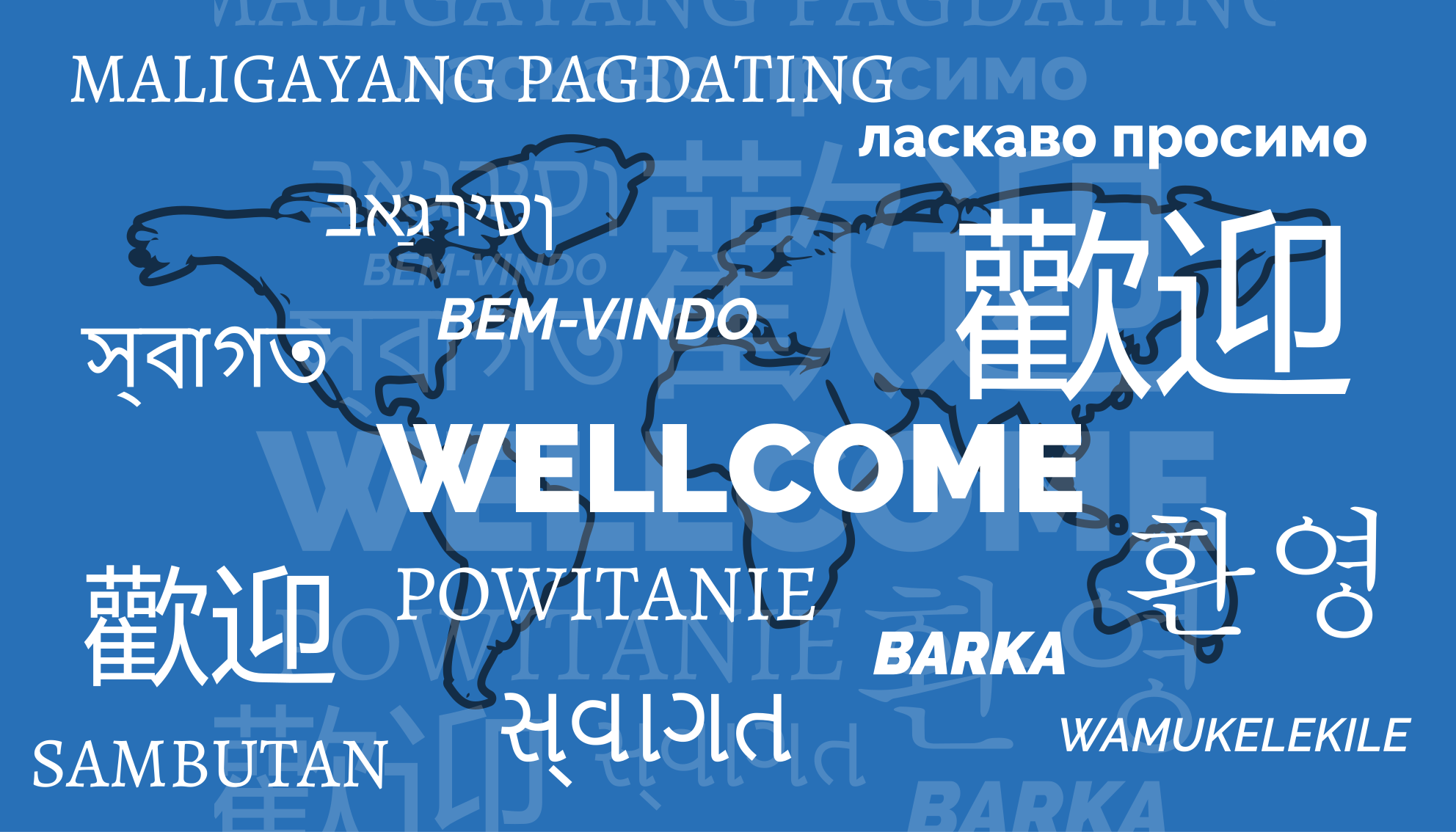 Alfombra vinílica mapamundi bienvenido en varios idiomas - TenVinilo