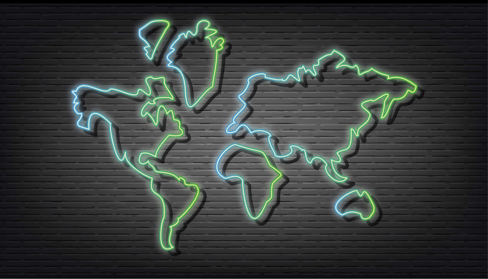 Alfombra vinílica dormitorio Mapa del mundo de neón vector lumino - TenVinilo
