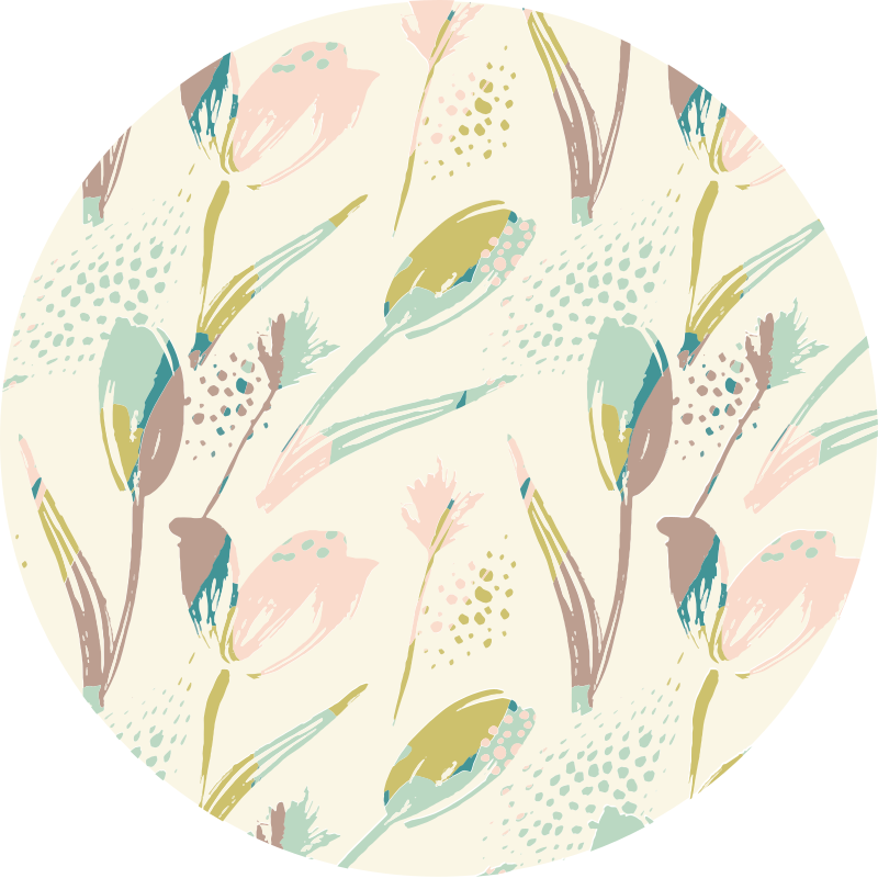 Alfombra vinílica flores círculo de patrones florales - TenVinilo