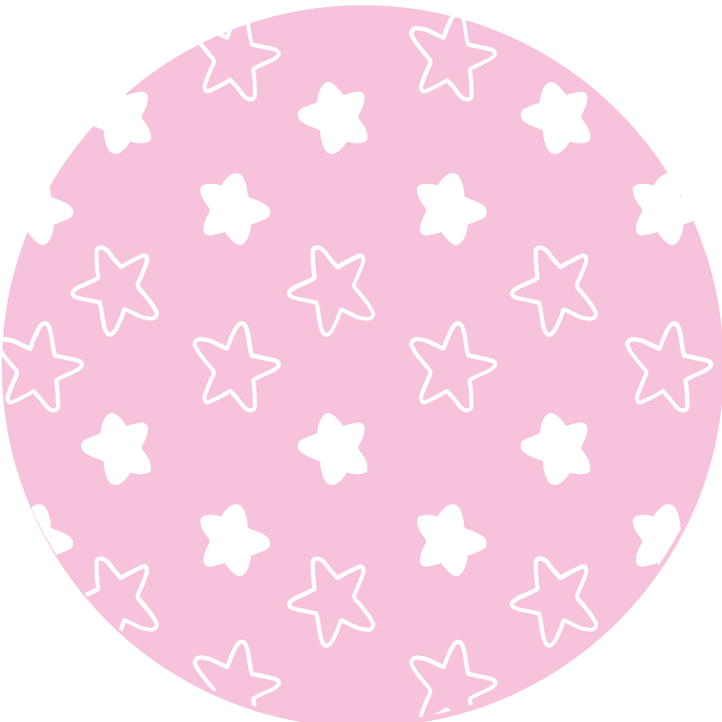 Alfombra vinílica redonda patrón de estrella rosa - TenVinilo